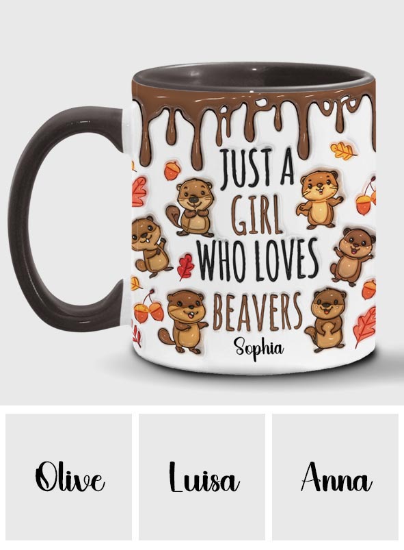 Just A Girl Who Loves Beavers - Personalized Accent Mug