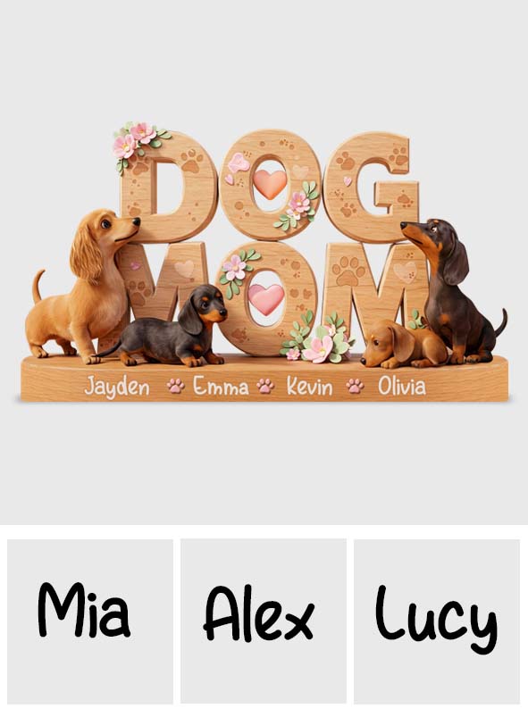 Maman de chien - Plaque acrylique personnalisée en forme de chien