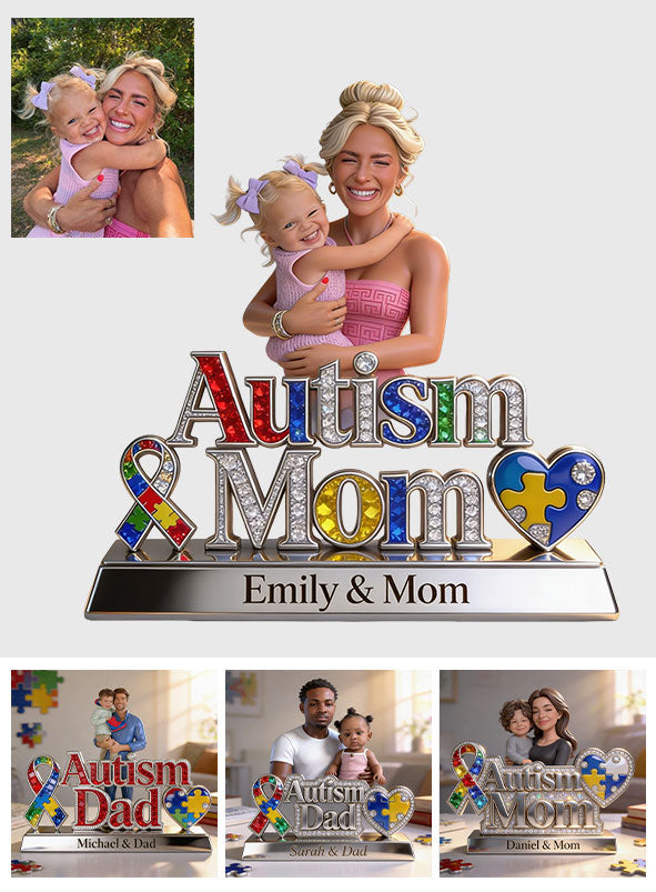 Proud Mom - Personalized Autism Awareness Custom Shaped Acrylic Plaque