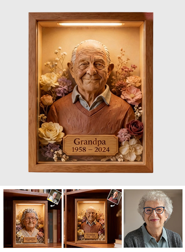Custom From Any Photo - Personalized Memorial Wooden Frame LED Light