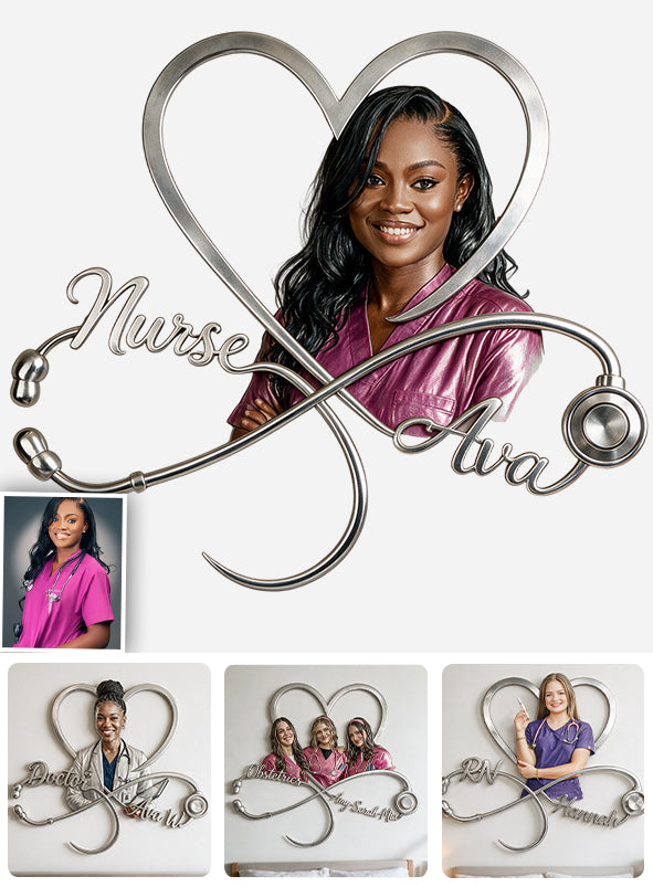 Heart of a Nurse - Personalized Nurse 3D Printed Cut Metal Sign
