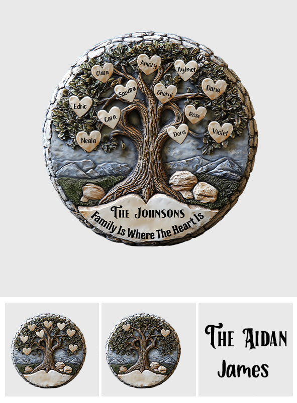 Joyeux Noël - Panneau métallique rond personnalisé pour la famille