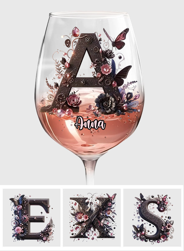 Initial Custom For Wine Lovers - Personalized Wine Wine Glass With Long Stem
