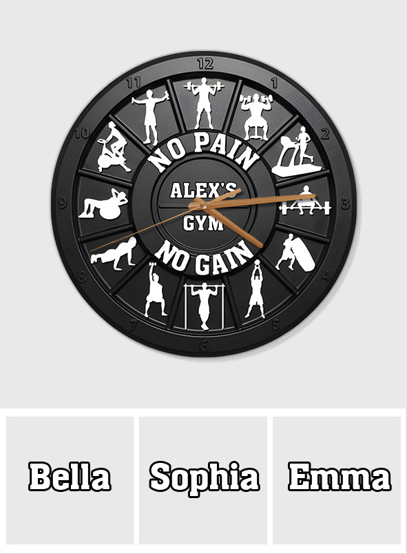 Pas de douleur, pas de gain - Horloge murale de fitness personnalisée