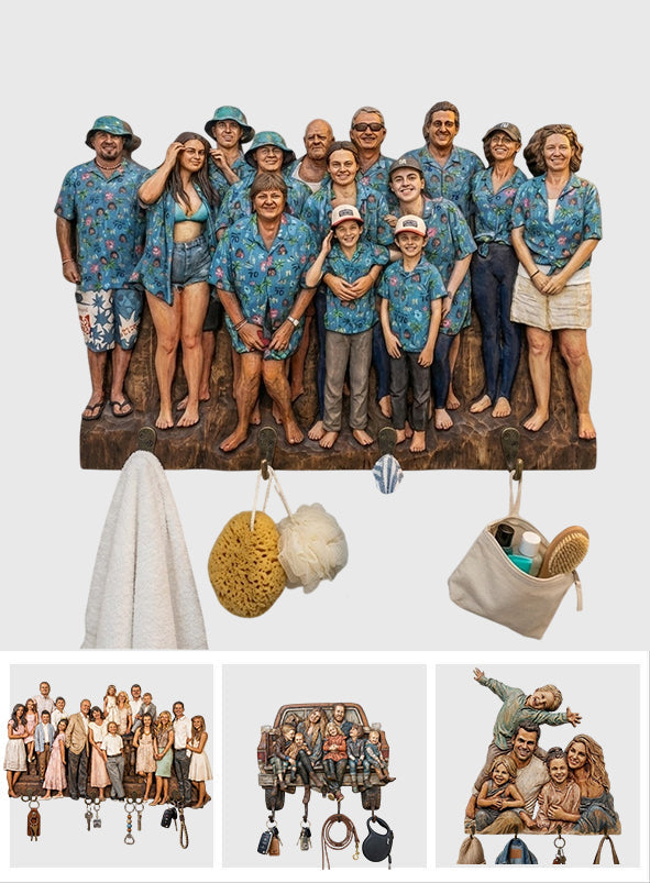 Porte-manteau mural personnalisé à partir de n'importe quelle photo - Modèle familial sur mesure