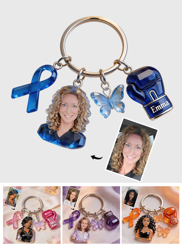 Foi, Espoir, Amour - Porte-clés personnalisé de sensibilisation au cancer du sein avec breloques