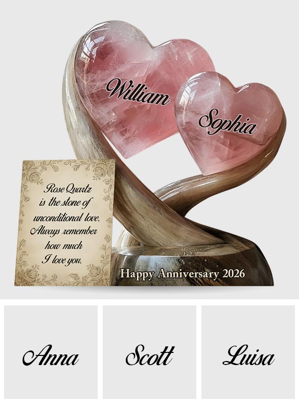 Plaque acrylique personnalisée en forme de quartz rose, cadeau d'anniversaire, cadeau de Saint-Valentin, amour inconditionnel - Cadeau personnalisé pour couple