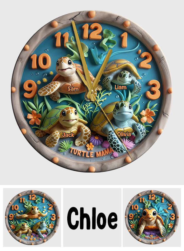 Horloge murale personnalisée Tortue Maman Tortue