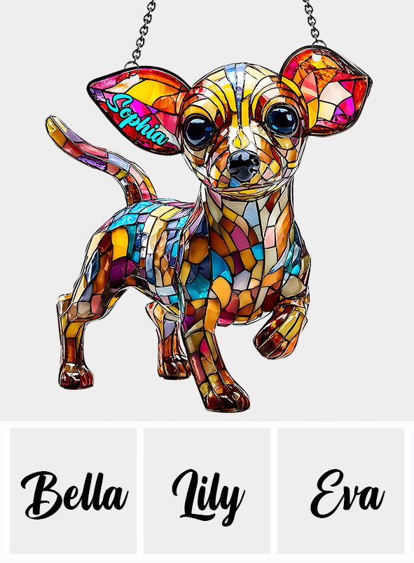 Adorable Chihuahua - Personalized Chihuahua Window Hanging Suncatcher Ornament