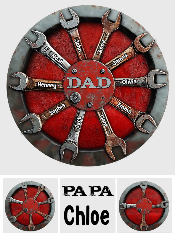 Dad's Tools - Personalized Father Round Metal Sign