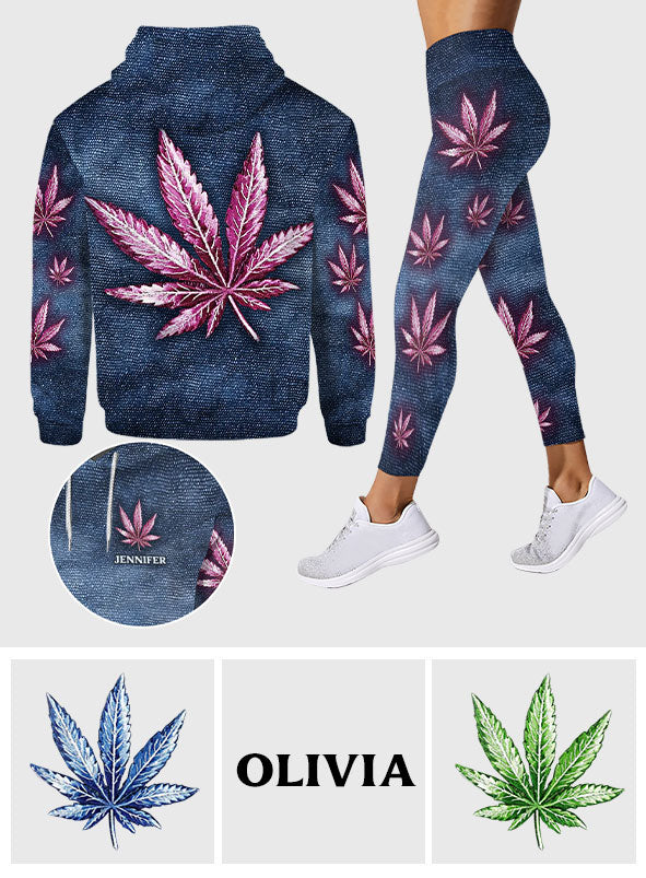 Stoner Chick - Sweat à capuche et legging personnalisés sur le thème du cannabis