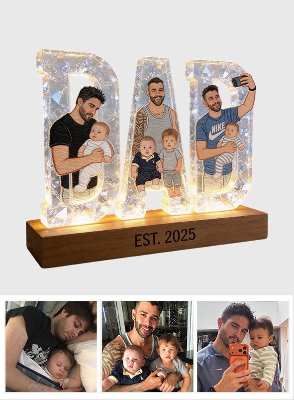 Meilleur Papa - Lampe de Nuit LED Personnalisée en Forme de Père
