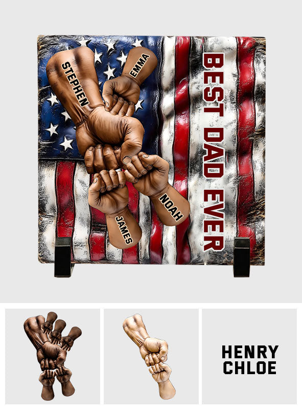 Best Dad Ever - Personalized Father Square Shaped Stone