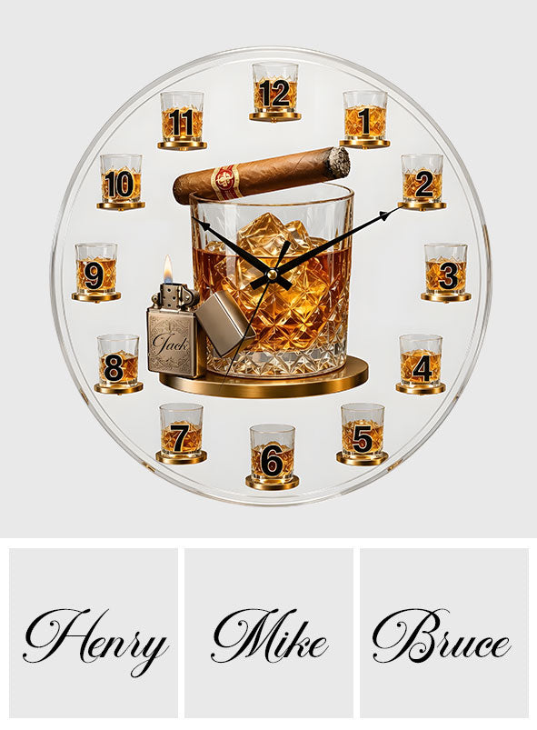 Temps pour Whisky & Cigare - Horloge Murale en Acrylique Personnalisée