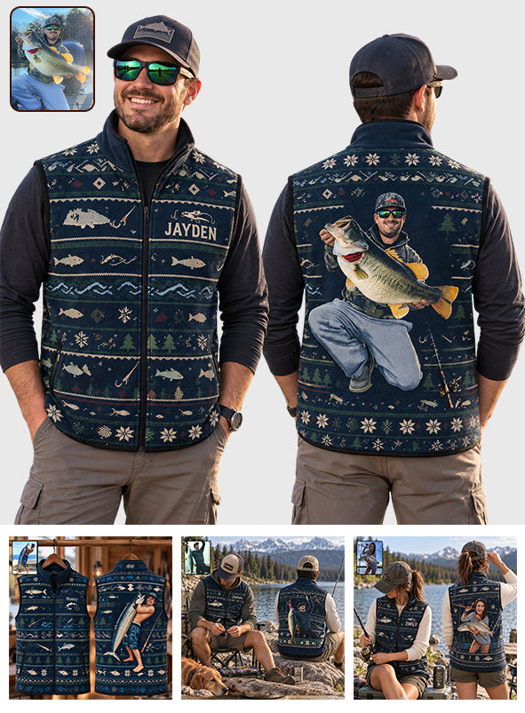 Gone Fishing - Personalized Fishing Flannel Fleece Vest