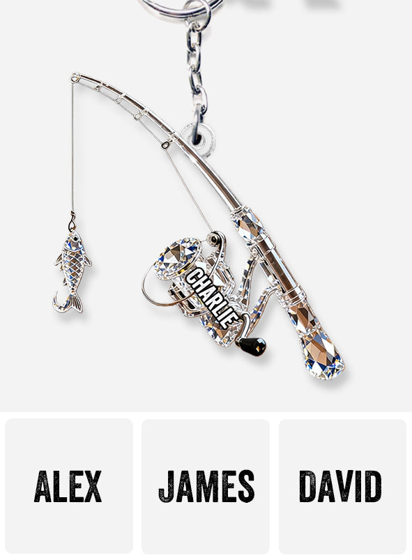 Canne à pêche - Porte-clés de pêche personnalisé