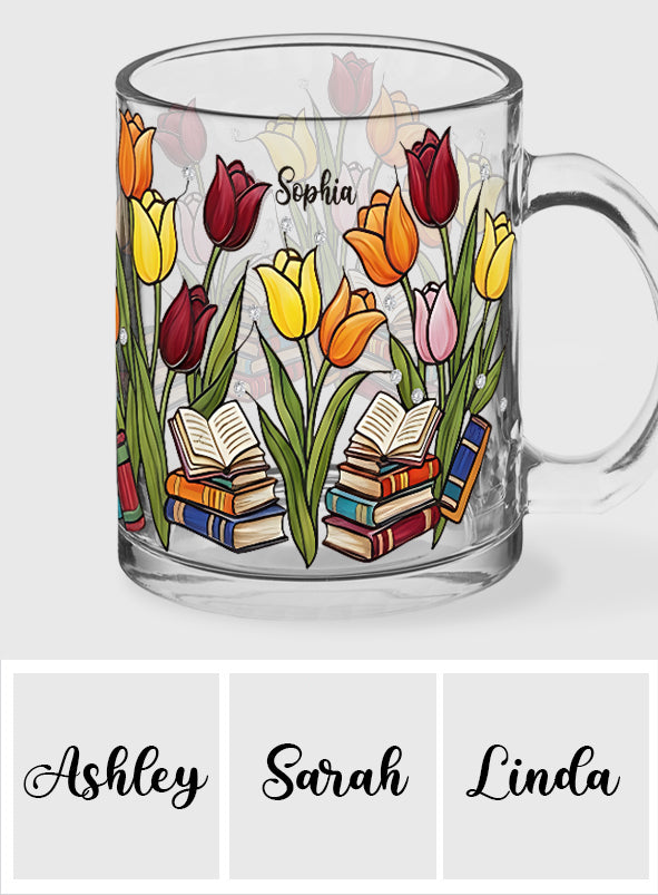Mug en verre personnalisé Tulipe et Livre - Mug en verre avec livre