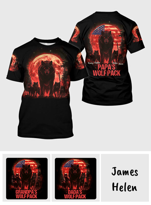 Papa Wolf Pack - Personalized Father All Over Shirt