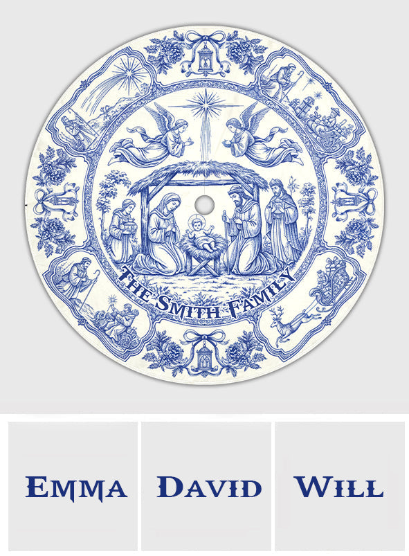 Que Dieu bénisse notre famille - Jupe de sapin chrétienne personnalisée