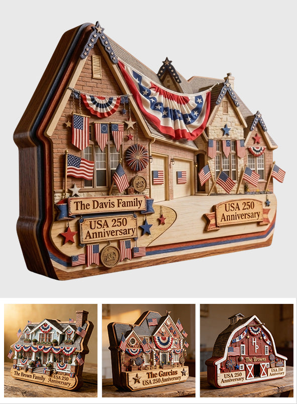 Plaque en Bois Personnalisée - Anniversaire de la Maison Américaine 250