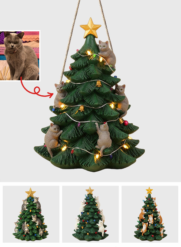 Naught Cats Christmas Tree Pet Lovers - Personalized Cat Custom Shaped Wood Sign