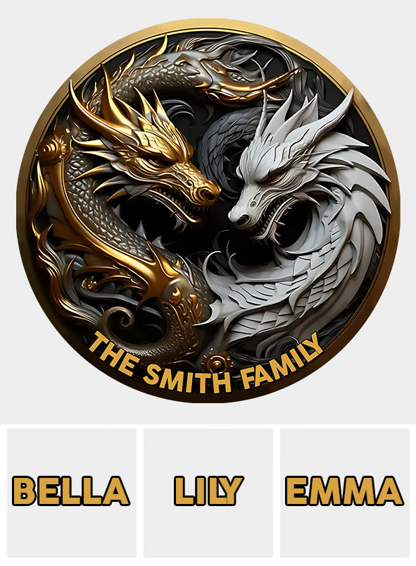 Tapis rond personnalisé Dragons Majestueux