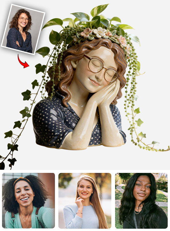 Dreaming Girl - Personalized Gardening Custom Shape Acrylic Flower Vase