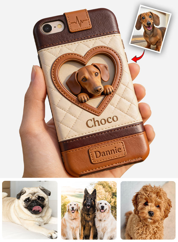 Étui de téléphone en cuir personnalisé à partir de n'importe quelle photo - Étui de téléphone en cuir pour chien personnalisé
