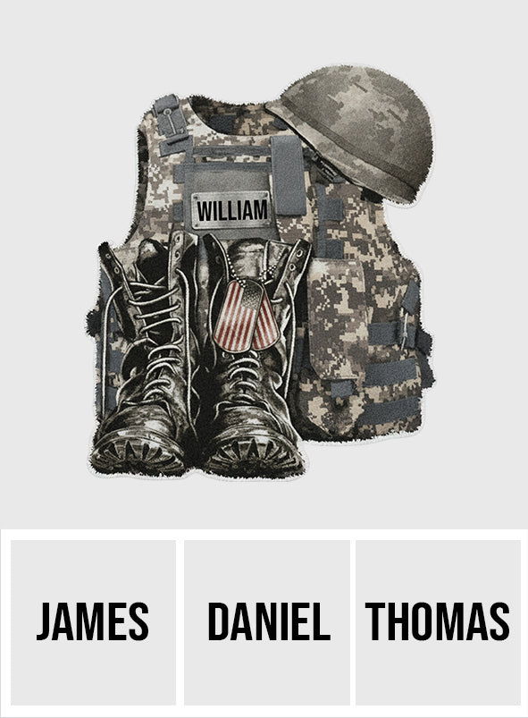 Uniforme militaire - Bottes et chapeau - Tapis antidérapant personnalisé pour vétéran