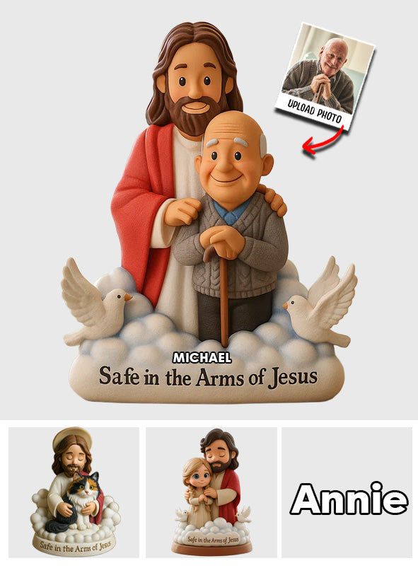 Safe In The Arms Of Jesus - Personalized Memorial Custom Shaped Acrylic Plaque