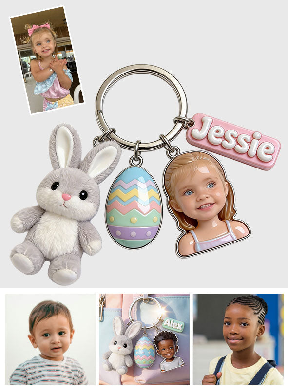 Easter Gift - Personalized Kid Keychain With Charms