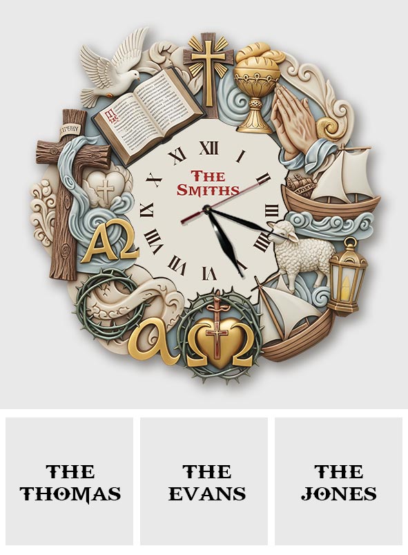 Foi intemporelle - Horloge murale lumineuse LED chrétienne personnalisée