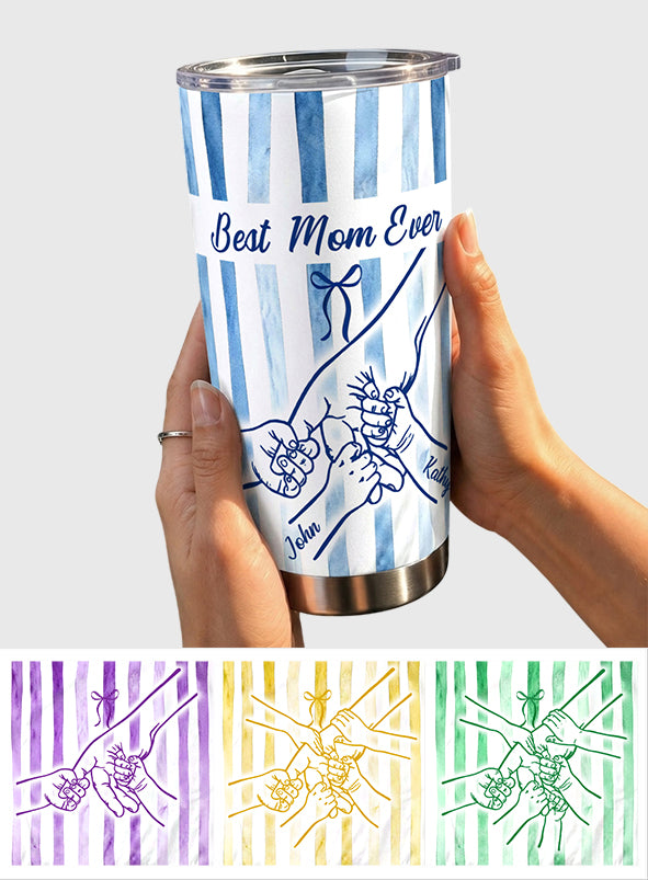 Meilleure Maman - Gobelet Personnalisé avec Rayures Pastel Rétro