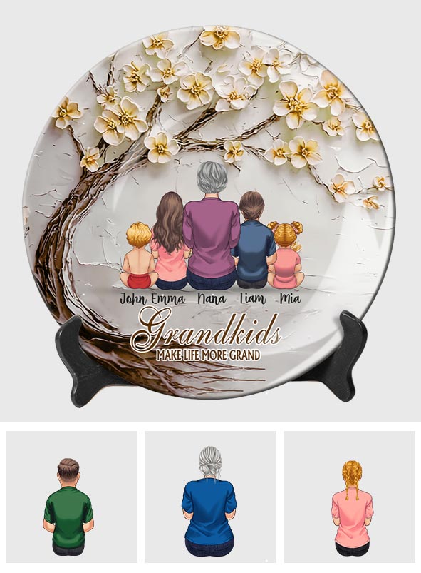 Grandkids Make Life More Grand - Personalized Grandma Ceramic Round Plate