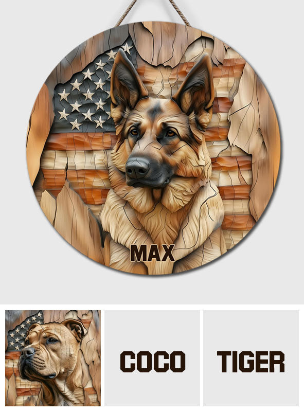 Le plus fort - Panneau rond en bois personnalisé pour chien