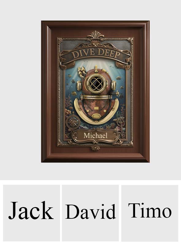 Love Diving, Dive Deep - Personalized Scuba Diving Custom Shaped Wood Sign