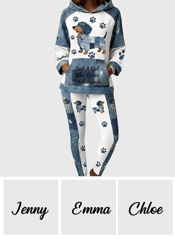 Juste une fille qui adore les teckels - Sweat à capuche et leggings personnalisés avec un teckel