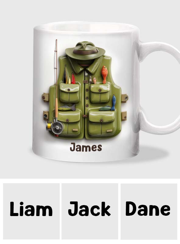 Gilet de pêche - Mug de pêche personnalisé