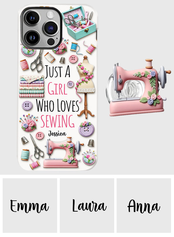 Coque de téléphone personnalisée « Juste une fille qui aime coudre » avec impression intégrale