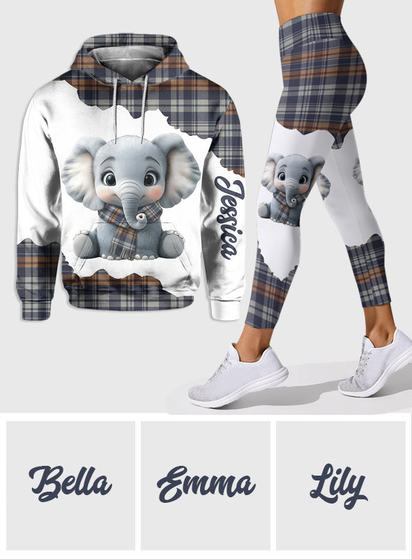 Adorable éléphant - Sweat à capuche et leggings personnalisés avec éléphant