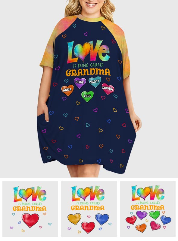 Blessed To Be Called Grandma - Personalized Grandma Sleep T-shirt Dress