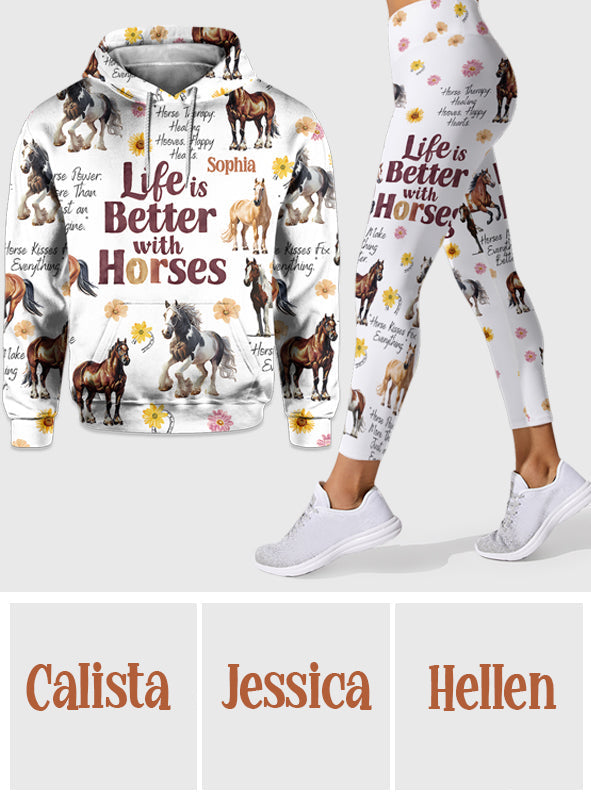 Life Is Better With Horses - Personalized Horse Hoodie and Leggings