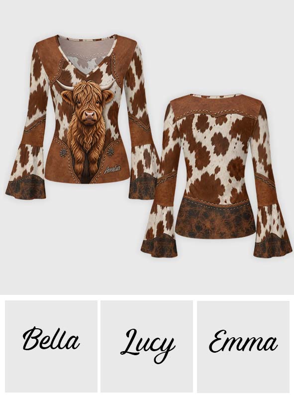 Just A Girl Who Loves Highland Cow - Personalized Highland Cow Flare Long-Sleeve Shirt