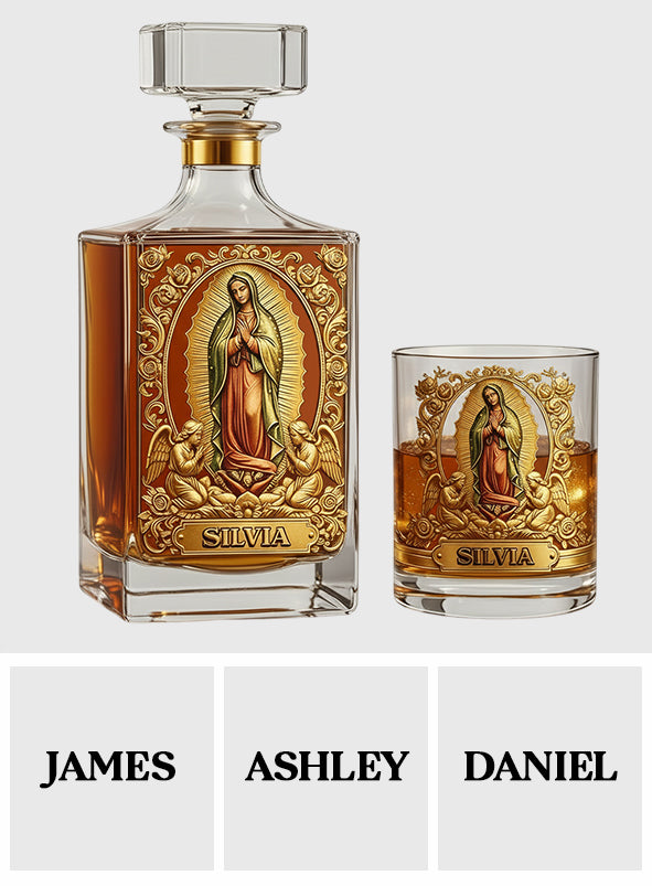 Notre-Dame de Guadalupe - Coffret carafe à whisky chrétienne personnalisée