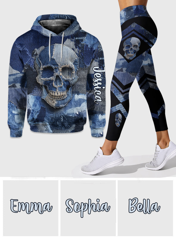 Denim Skull - Sweat à capuche et leggings personnalisés avec motif tête de mort