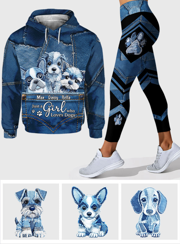 Juste une fille qui aime les chiens - Sweat à capuche et leggings personnalisés pour chiens