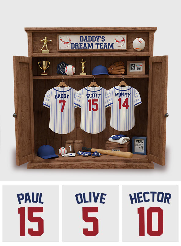 Cadeau idéal pour papa ou grand-père : équipe de baseball de rêve - Plaque acrylique personnalisée.