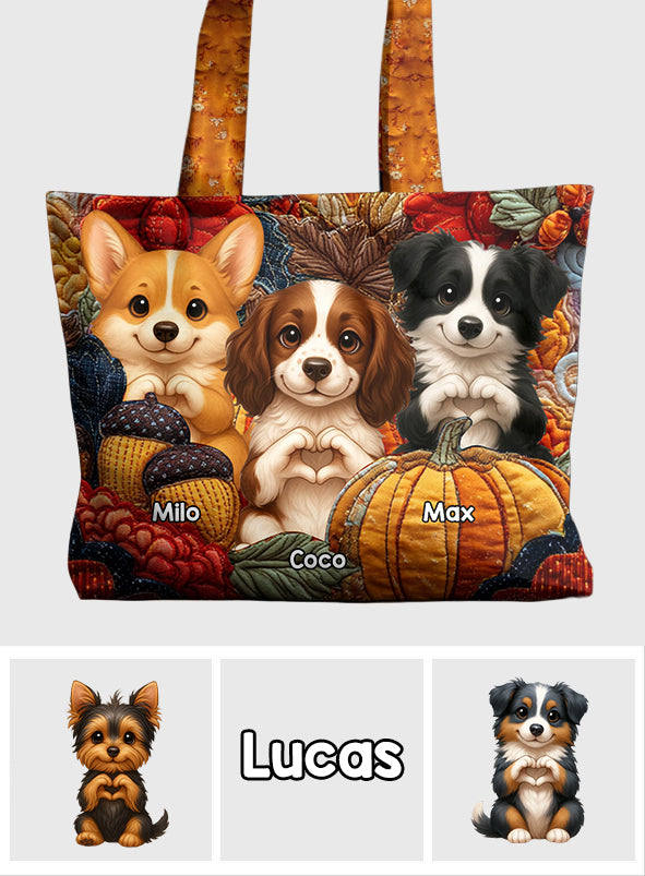 Love My Dog - Personalized Dog Quilted Tote Bag