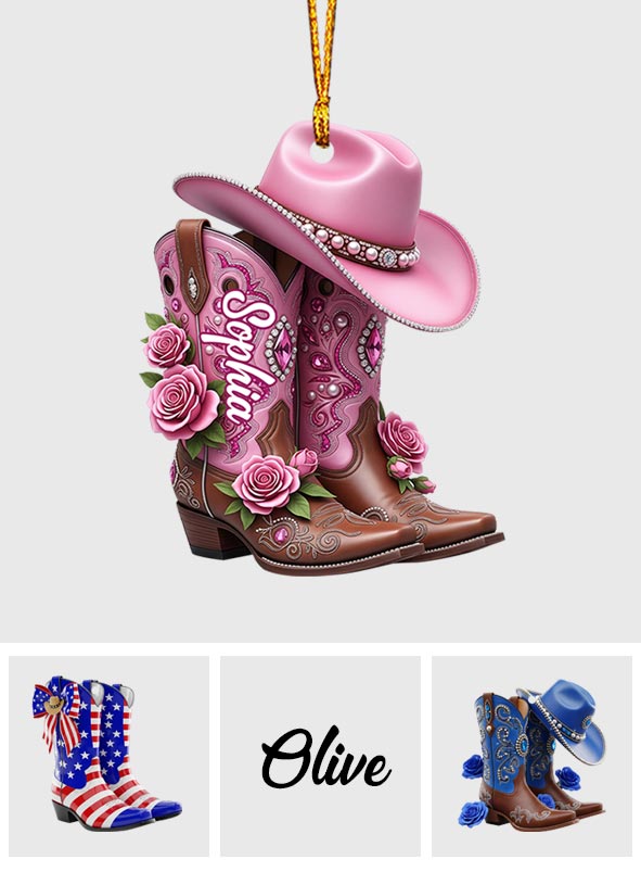 Cowgirl Boots - Personalized Cowgirl Ornament