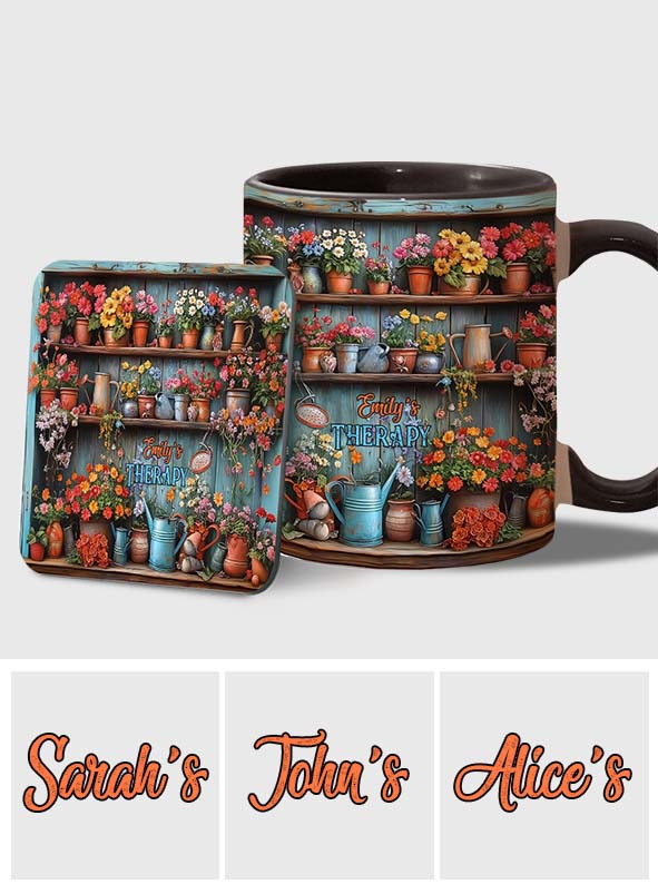 Gardening Is My Therapy - Personalized Gardening Accent Mug